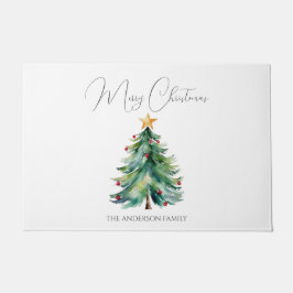 Einfache Wasserfarbe Frohe Weihnachtsbaum Willkomm Fußmatte