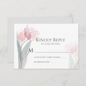 Einfache Wasserfarbe Frühlingshügel Rosa Tulpen RSVP Karte (Vorne/Hinten)