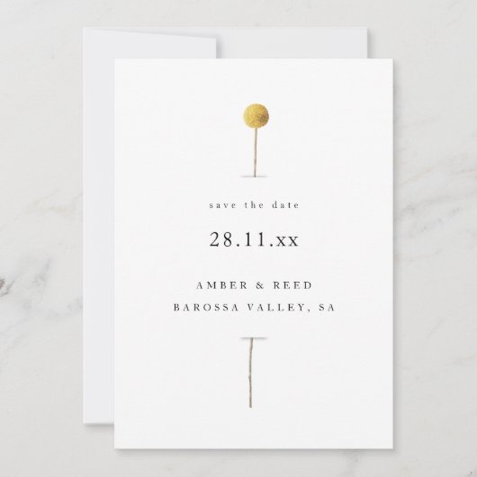 Einfache Wasserfarbe Gelber Blumensteh Minimalisti Save The Date (Vorderseite)