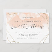 Einfache Wasserfarbe Gold Geometrischer Sweet 16 Einladung (Vorderseite)