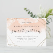 Einfache Wasserfarbe Gold Geometrischer Sweet 16 Einladung (Stehend Vorderseite)