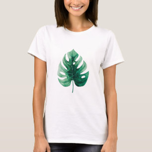 Einfache Wasserfarbe Grüne Monstera Illustration T-Shirt