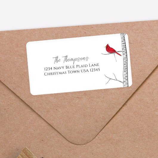 Einfache Wasserfarbe Klassischer Winter Roter Kard Adressaufkleber