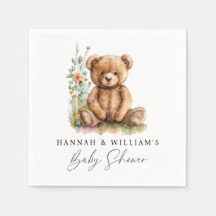 Einfache Wasserfarbe Kleine Teddy Bear Babydusche Serviette