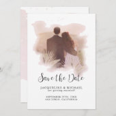 Einfache Wasserfarbe Modernes Script Palm Foliage  Save The Date (Vorne/Hinten)