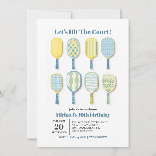 Einfache Wasserfarbe Pickleball Einladung (Vorderseite)