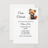 Einfache Wasserfarbe Red Panda Baby Dusche Einladung (Vorne/Hinten)