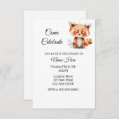Einfache Wasserfarbe Red Panda Baby Dusche Einladung (Vorne/Hinten)