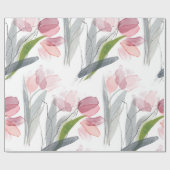 Einfache Wasserfarbe Rosa Frühlingshuppe Grüne Geschenkpapier (Flach)