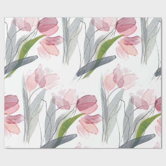 Einfache Wasserfarbe Rosa Frühlingshuppe Grüne Geschenkpapier (Flach)