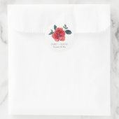 EINFACHE WASSERFARBE ROT GRÜNE ROSE BLUMENWEDEN RUNDER AUFKLEBER (Tasche)