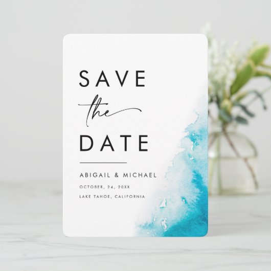 Einfache Wasserfarbe Save the Date handschriftlich (Stehend Vorderseite)