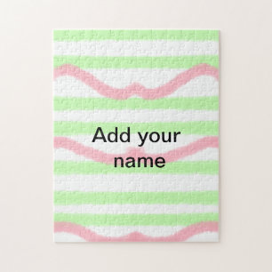 Einfache Wasserfarbe Streifen Monogramm Name Text Puzzle