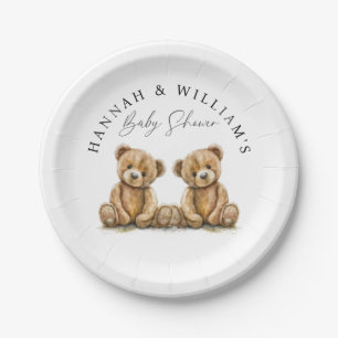 Einfache Wasserfarbe Teddy Bär Twins Baby Dusche Pappteller