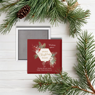 Einfache Wasserfarbe Weihnachten Botanisches Rot g Magnet