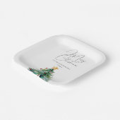 Einfache Wasserfarbe Weihnachtsbaum Frohe Weihnach Pappteller (Gewinkelt)