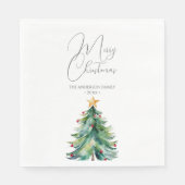 Einfache Wasserfarbe Weihnachtsbaum Frohe Weihnach Serviette (Vorderseite)