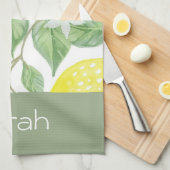 Einfache Wasserfarben-Blätter Sage Monogram Geschirrtuch (Viertel Falte)