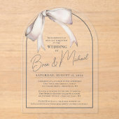 Einfache Wasserfarben Bow Elegante Grau Hochzeit Acryleinladungen (Vorderseite)
