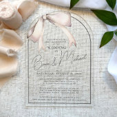 Einfache Wasserfarben Bow Elegante Grau Hochzeit Acryleinladungen
