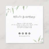 Einfache Wasserfarben Grünpflanzen Massagetherapeu Quadratische Visitenkarte (Rückseite)