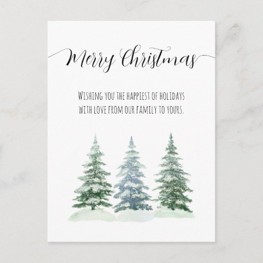 Einfache Wasserfarben Pine Trees Frohe Weihnachten (Vorderseite)