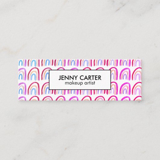 Einfache Wasserfarben-Regenbogen Muster Cool Lila Mini Visitenkarte (Vorderseite)