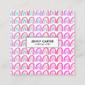 Einfache Wasserfarben-Regenbogen Muster Cool Lila Quadratische Visitenkarte (Vorderseite)