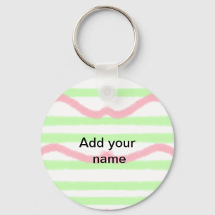 Einfache Wasserfarben-Streifen-Monogramm mit Namen Schlüsselanhänger