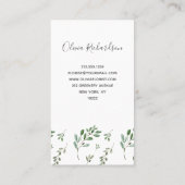 Einfache Wasserfarbengrün Botanisch Visitenkarte (Rückseite)