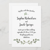 Einfache Wasserfarbengrün und Skript| Hochzeit Einladung (Vorne/Hinten)