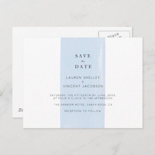 Einfache Wasserfarbenhochzeit speichert die Datums Ankündigungspostkarte (Vorne/Hinten)