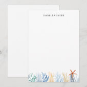 Einfache Wasserfarbenkoralle Personalisiert Mitteilungskarte (Vorne/Hinten)