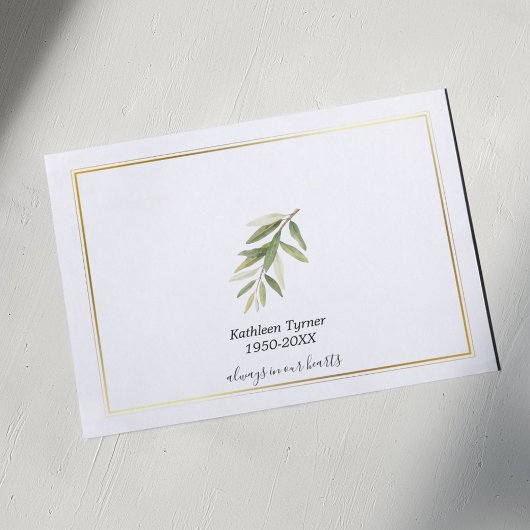 Einfache Wasserfarbenleaf - Lebensfeier Dankeskarte