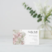 Einfache, wasserfarbige Rose und grüne Blume zeich Visitenkarte (Stehend Vorderseite)