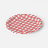 Einfache Wassermelone Gingham Pappteller (Schrägansicht)
