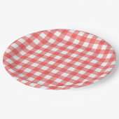 Einfache Wassermelone Gingham Pappteller (Schrägansicht)