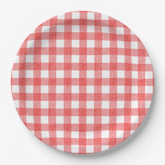 Einfache Wassermelone Gingham Pappteller (Vorderseite)