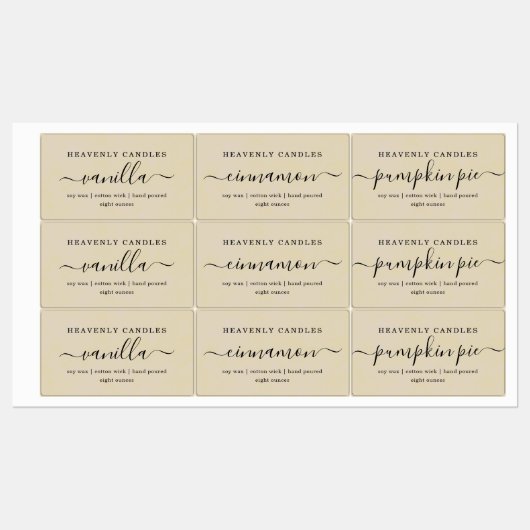 Einfache WASSERPROOF-Kerzenaufkleber Etiketten (Blatt)