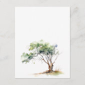 Einfache Watercolor Botanischer Baum Hochzeitsdeta Begleitkarte (Rückseite)