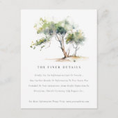 Einfache Watercolor Botanischer Baum Hochzeitsdeta Begleitkarte (Vorderseite)