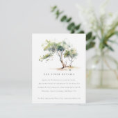Einfache Watercolor Botanischer Baum Hochzeitsdeta Begleitkarte (Stehend Vorderseite)