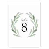 Einfache Watercolor Wreath Greenerity Hochzeitstis Tischnummer (Rückseite)