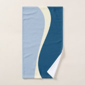 Einfache Waves 2 in Dunkelblau, Hellblau und Creme Badhandtuch Set (Handtuch)