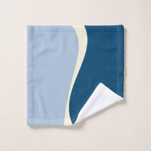 Einfache Waves 2 in Dunkelblau, Hellblau und Creme Badhandtuch Set