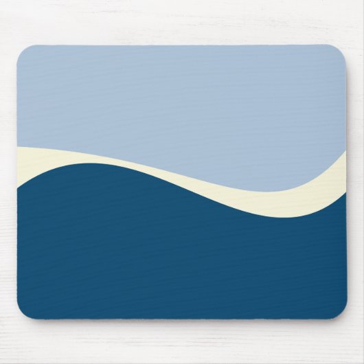 Einfache Waves 2 in Dunkelblau, Hellblau und Creme Mousepad (Vorne)