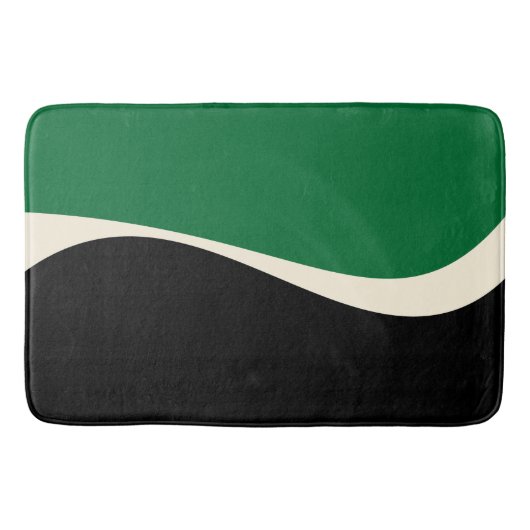 Einfache Waves 2 in Grün, Creme und Schwarz Badematte (Vorderseite)