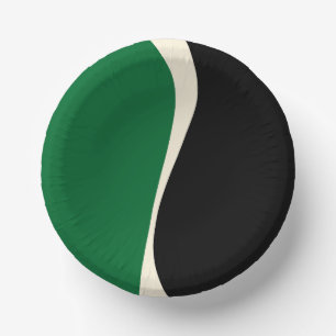 Einfache Waves 2 in Grün, Creme und Schwarz Pappteller