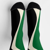 Einfache Waves 2 in Grün, Creme und Schwarz Socken (Oben)
