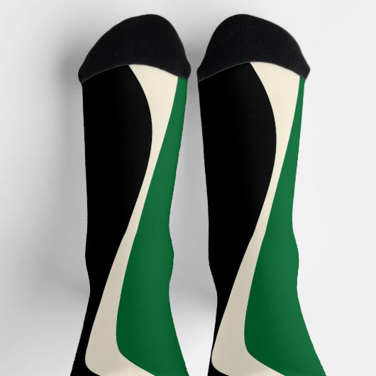 Einfache Waves 2 in Grün, Creme und Schwarz Socken (Oben)